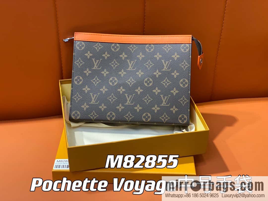 [Original single boutique] M61692 monogram orange M82855 clutch bag series Pochette Voyage medium handbag