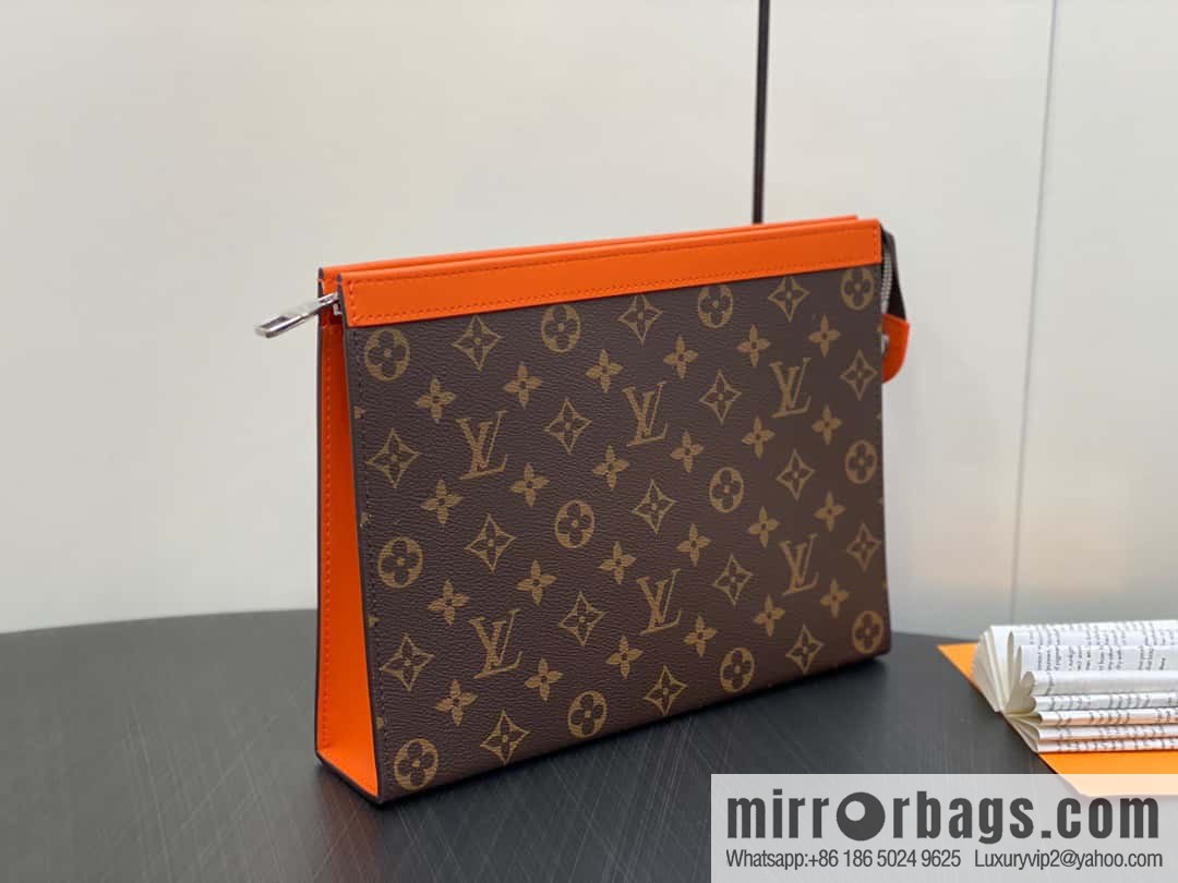 [Original single boutique] M61692 monogram orange M82855 clutch bag series Pochette Voyage medium handbag