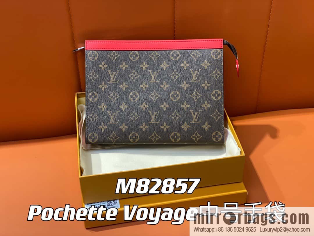 [Original single boutique] M61692 monogram red M82857 clutch bag series Pochette Voyage medium handbag