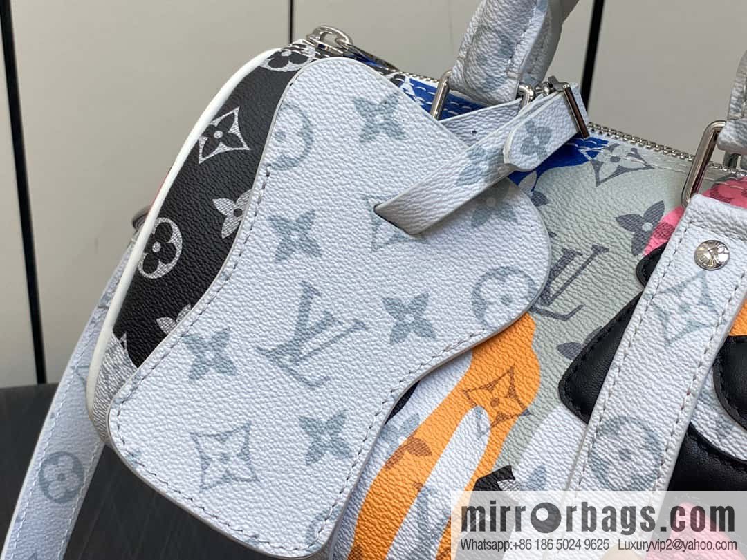 [Original order boutique] M46701 white flower, men's bag pillow bag series Keepall Bandoulière 25 handbag LVPortrait series shoulder backpack