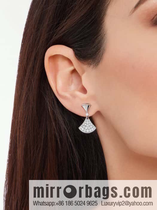 ❗️New ❗️ ☀️ Original BVLGARI DIVAS'DREAM Full Diamond Fan Stud Earrings ☀️