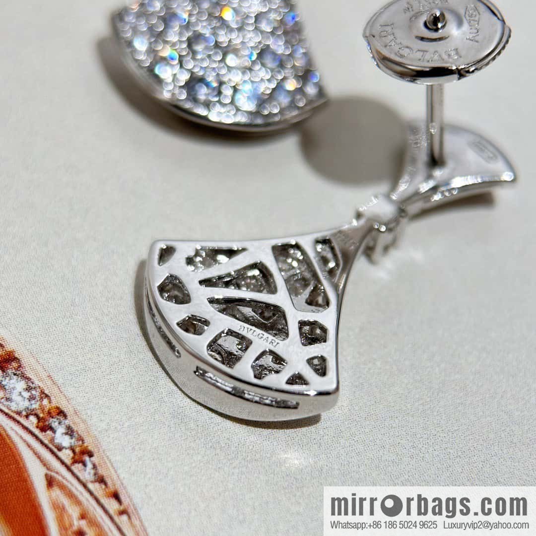 ❗️New ❗️ ☀️ Original BVLGARI DIVAS'DREAM Full Diamond Fan Stud Earrings ☀️