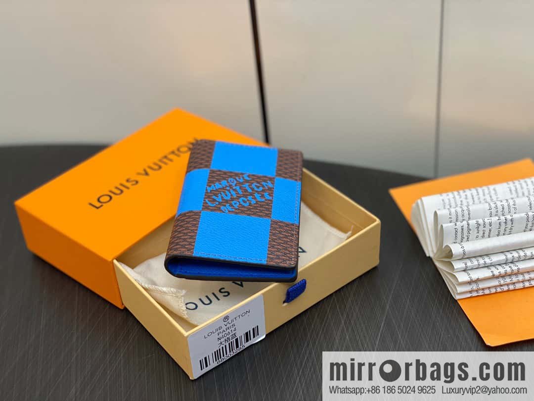 [Original order boutique] M40614 blue large plaid pocket wallet