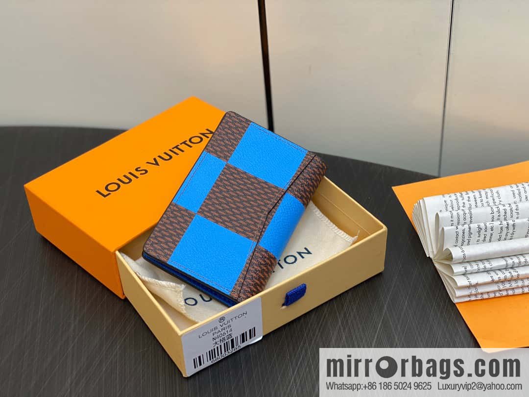 [Original order boutique] M40614 blue large plaid pocket wallet