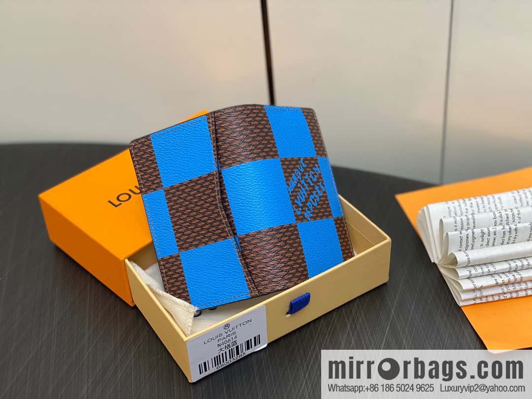 [Original order boutique] M40614 blue large plaid pocket wallet