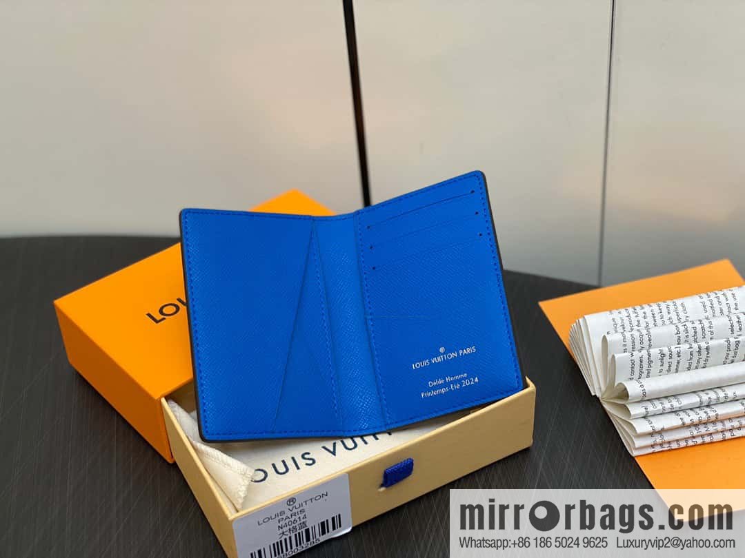 [Original order boutique] M40614 blue large plaid pocket wallet