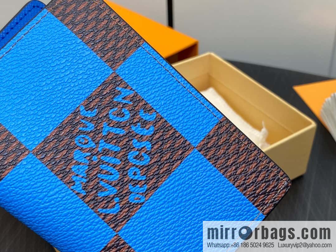 [Original order boutique] M40614 blue large plaid pocket wallet