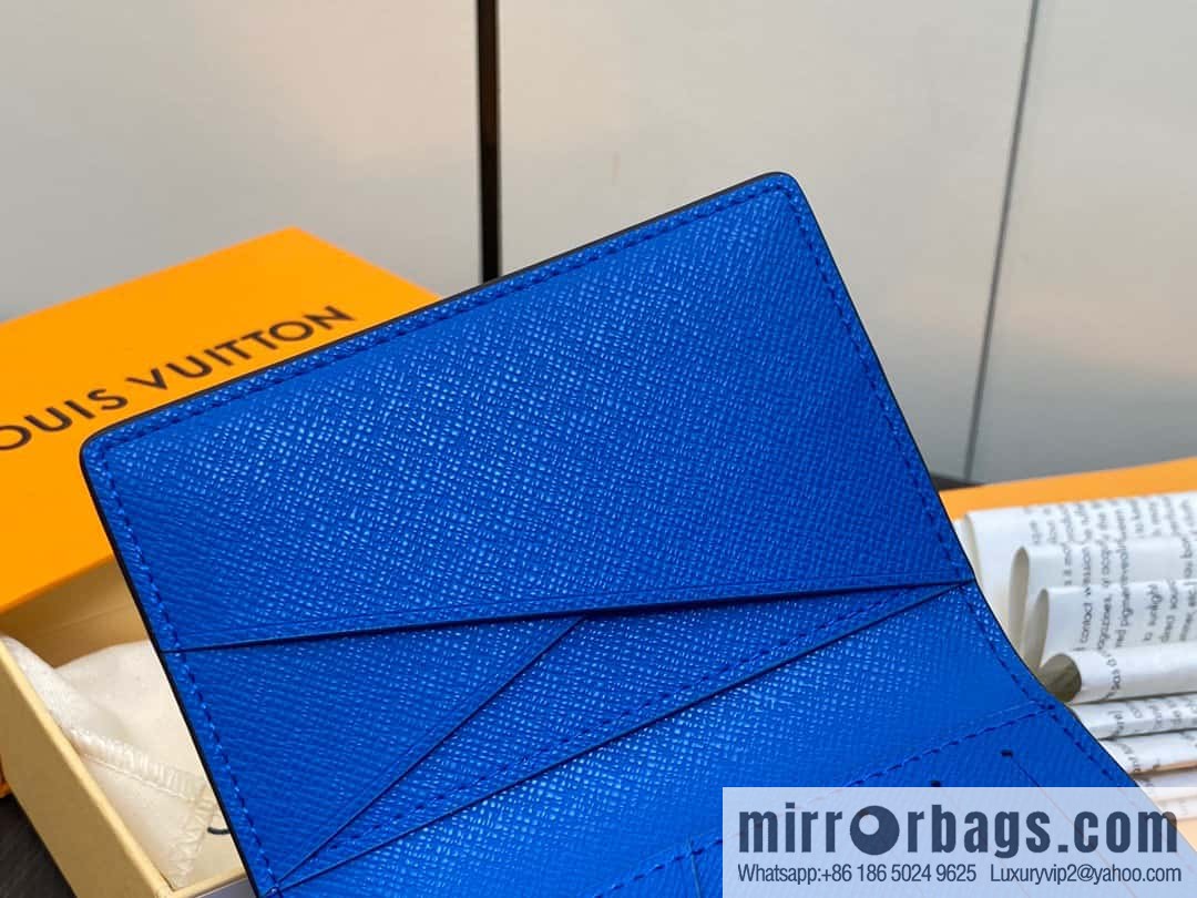 [Original order boutique] M40614 blue large plaid pocket wallet