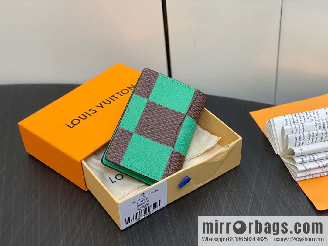 [Original order boutique] M40614 green big plaid pocket wallet