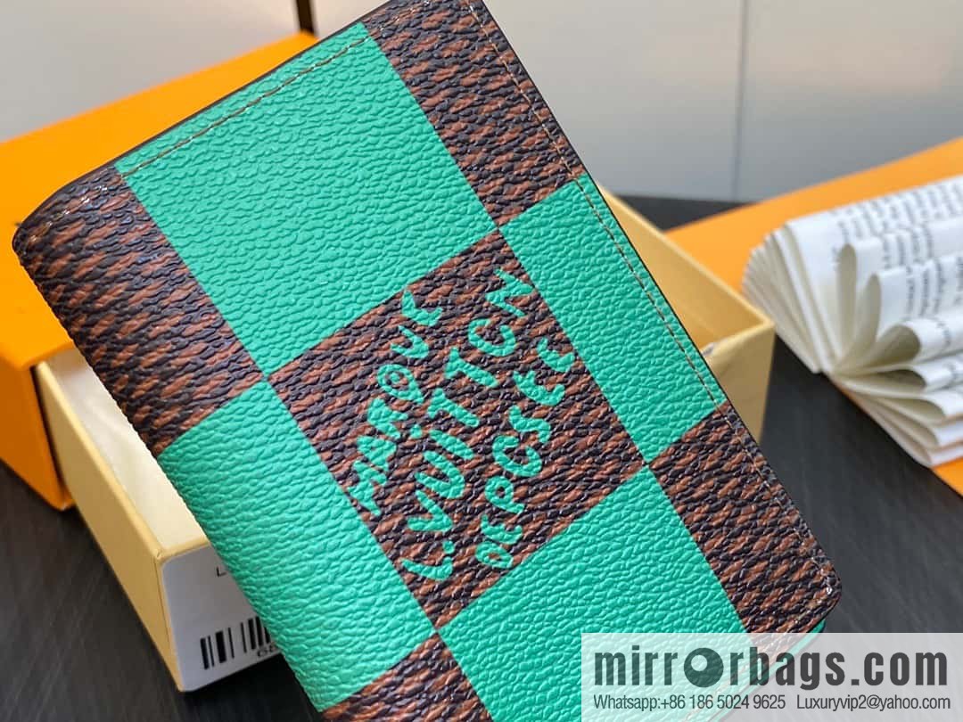 [Original order boutique] M40614 green big plaid pocket wallet