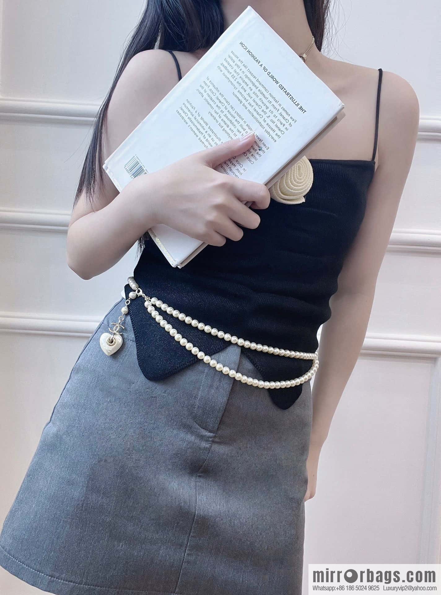 ❗️New ❗️☀️ New ☑️ Chanel Double Pearl Peach Heart Love Double C Belt Waist Chain ☀️