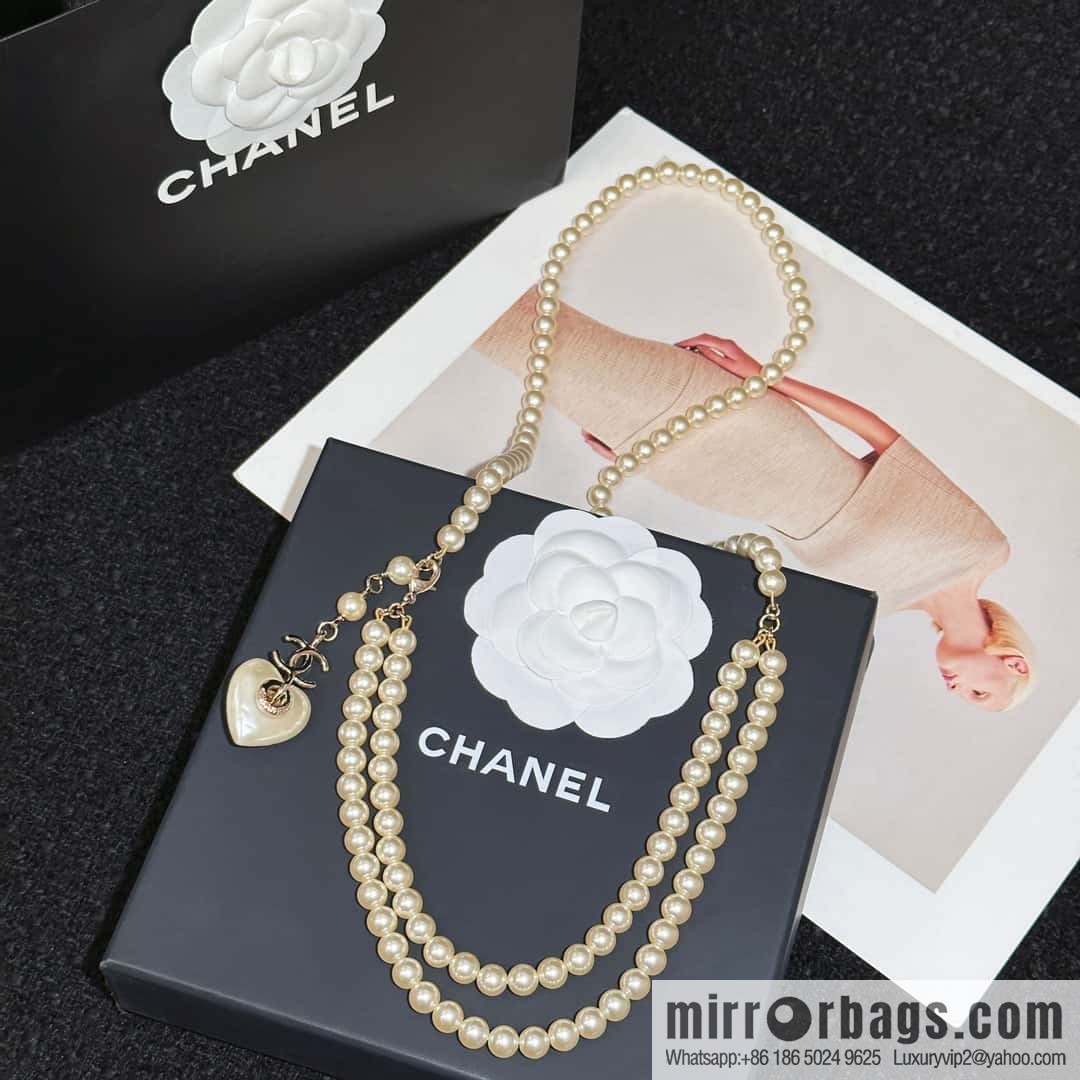 ❗️New ❗️☀️ New ☑️ Chanel Double Pearl Peach Heart Love Double C Belt Waist Chain ☀️