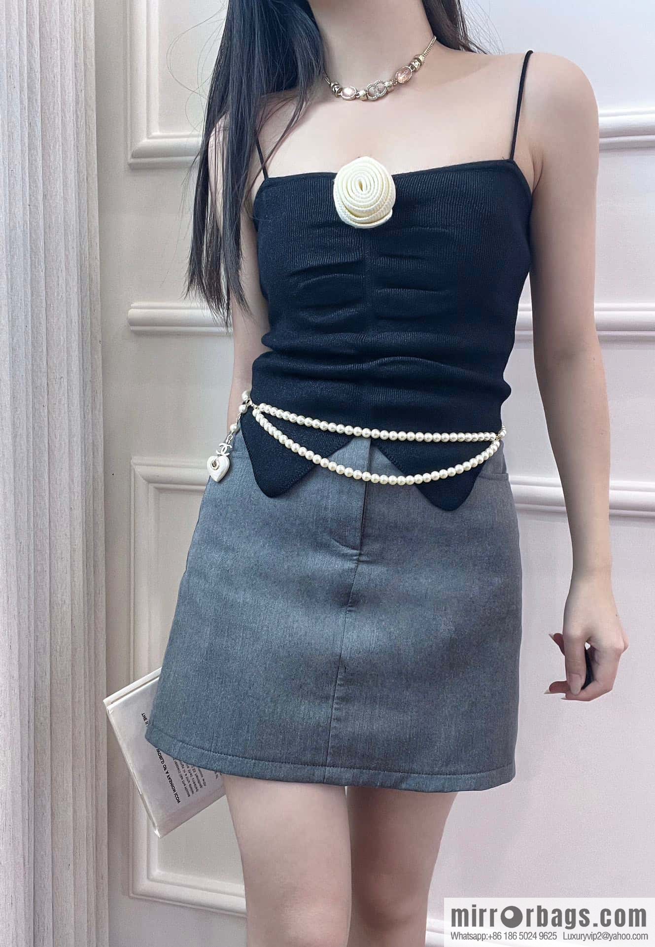 ❗️New ❗️☀️ New ☑️ Chanel Double Pearl Peach Heart Love Double C Belt Waist Chain ☀️