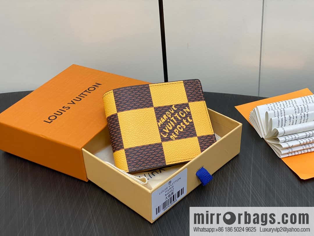 [Original single boutique] M40452 yellow large plaid suit wallet series Multiple wallets