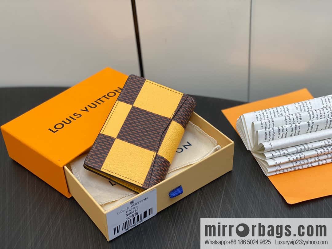 [Original single boutique] M40614 yellow large plaid pocket wallet