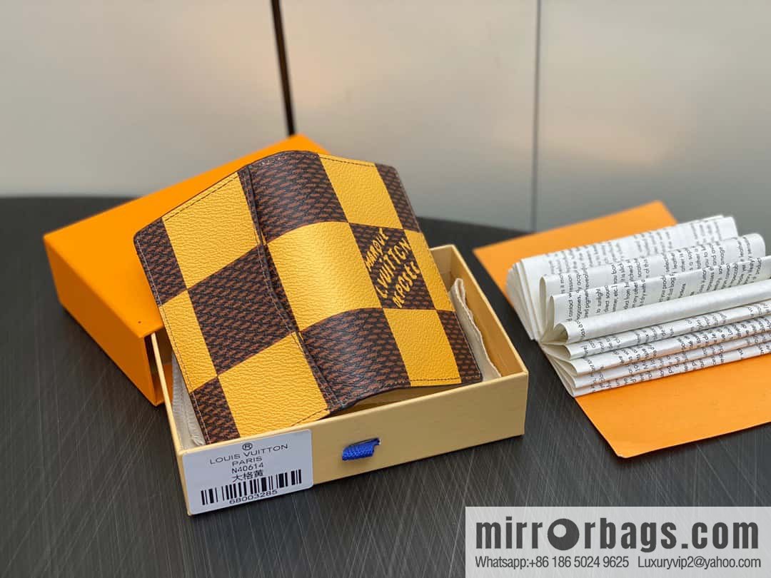 [Original single boutique] M40614 yellow large plaid pocket wallet