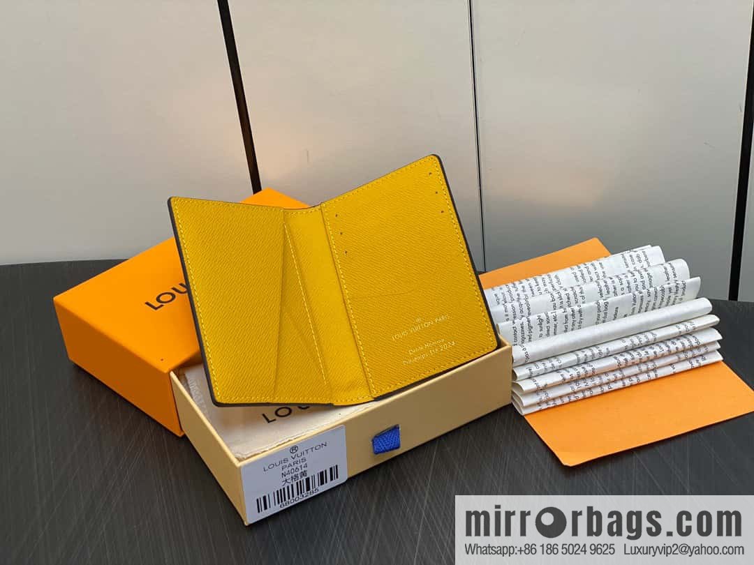 [Original single boutique] M40614 yellow large plaid pocket wallet