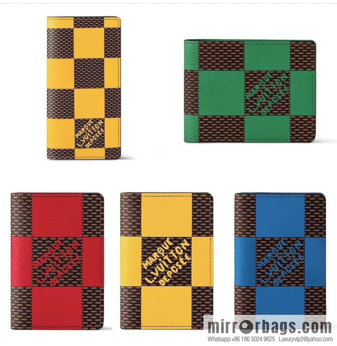 [Original single boutique] M40614 yellow large plaid pocket wallet