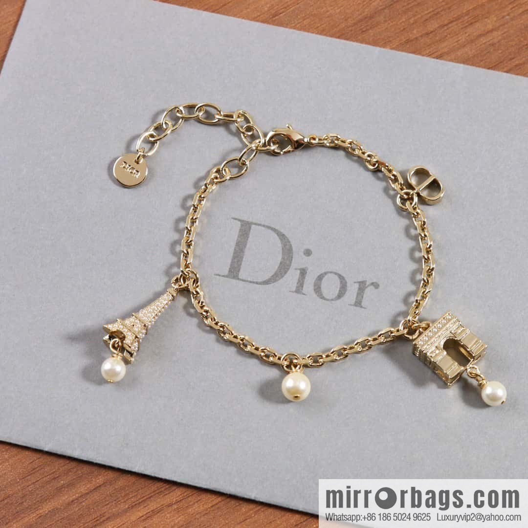 New ☑️ DIOR pearl Eiffel Tower Arc de Triomphe bracelet