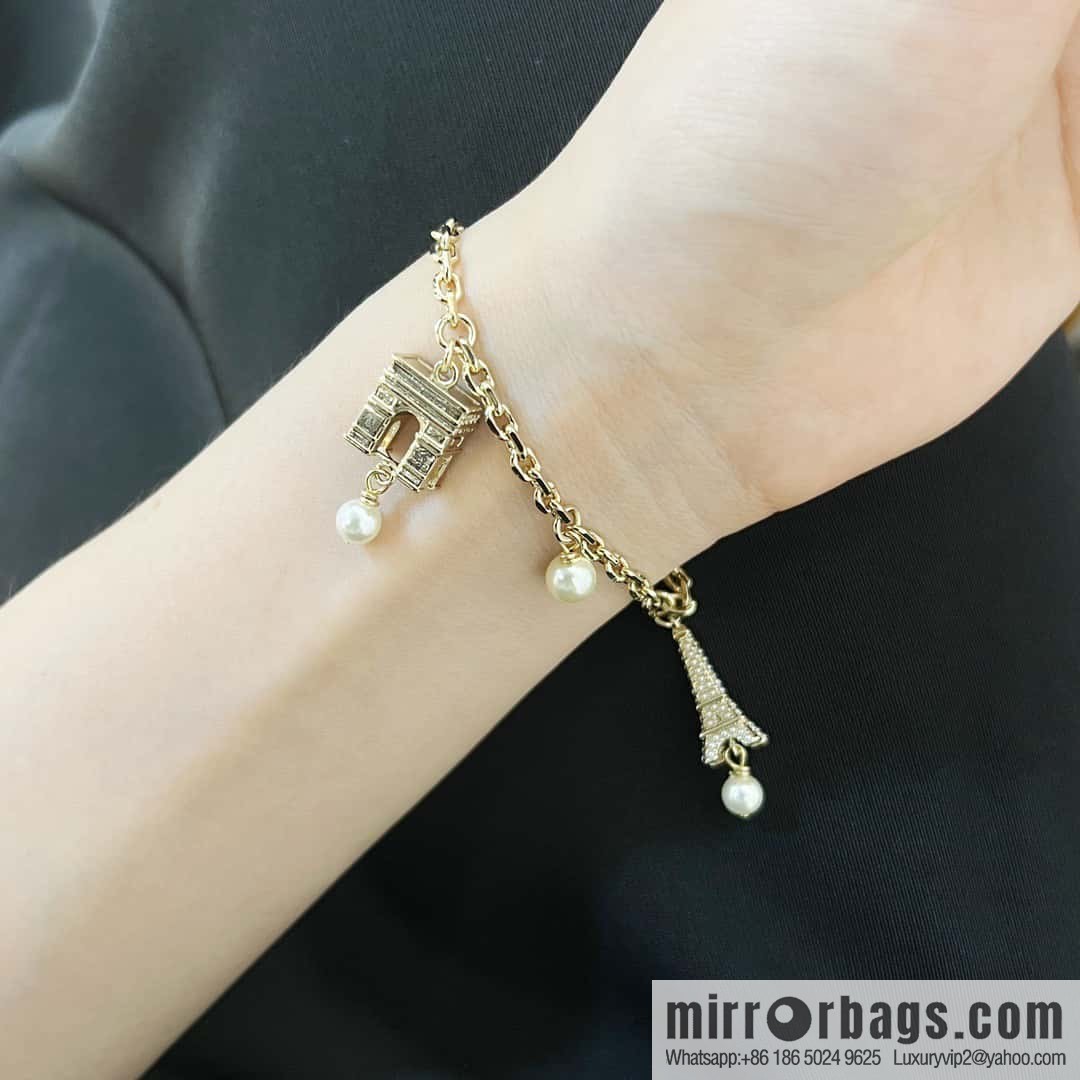 New ☑️ DIOR pearl Eiffel Tower Arc de Triomphe bracelet