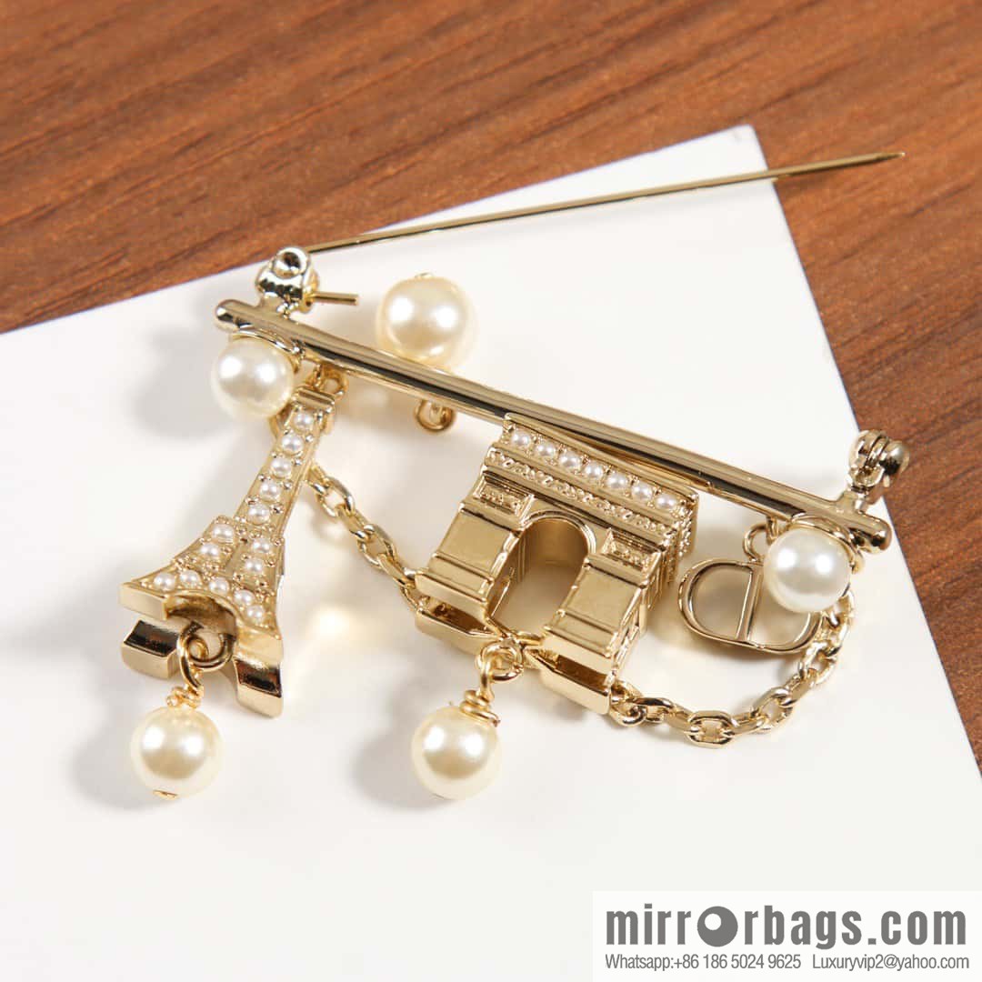 New ☑️ DIOR pearl Eiffel Tower Arc de Triomphe brooch