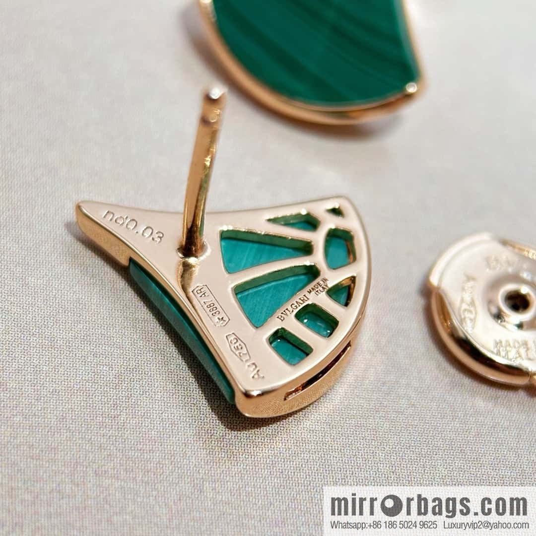 ❗️New ❗️ ☀️ original order ☀ BVLGARI DIVAS'DREAM white fritillary, chalcedony, malachite fan stud earrings ☀️