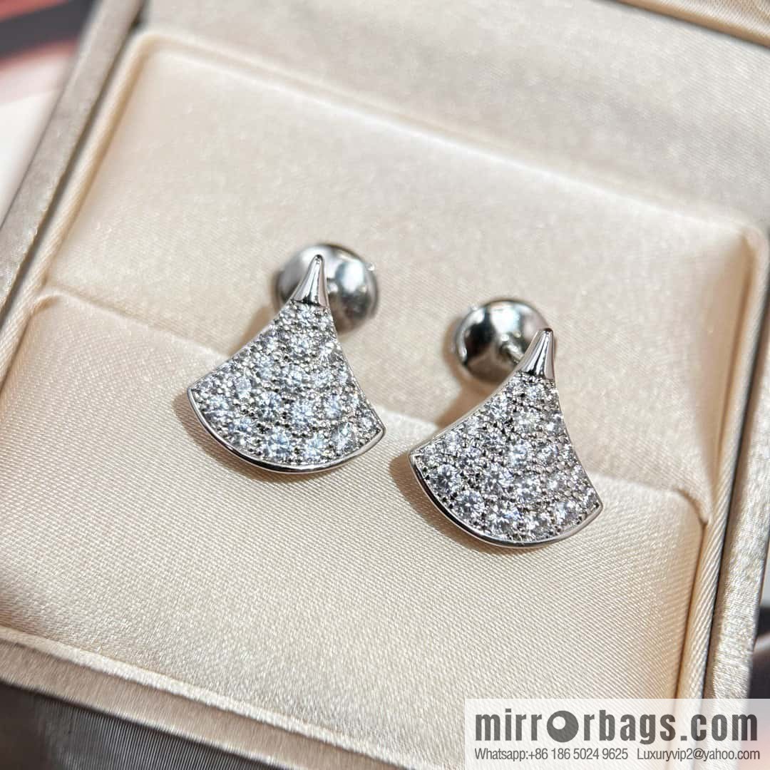 ❗️New ❗️ ☀️ Original ☀ BVLGARI DIVAS'DREAM Full Diamond Fan Stud Earrings ☀️