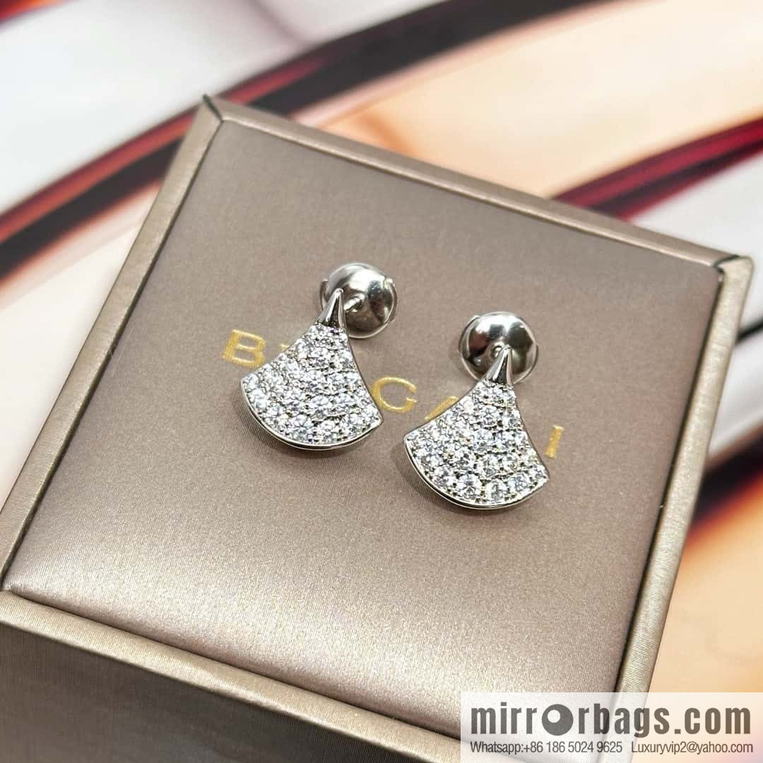 ❗️New ❗️ ☀️ Original ☀ BVLGARI DIVAS'DREAM Full Diamond Fan Stud Earrings ☀️
