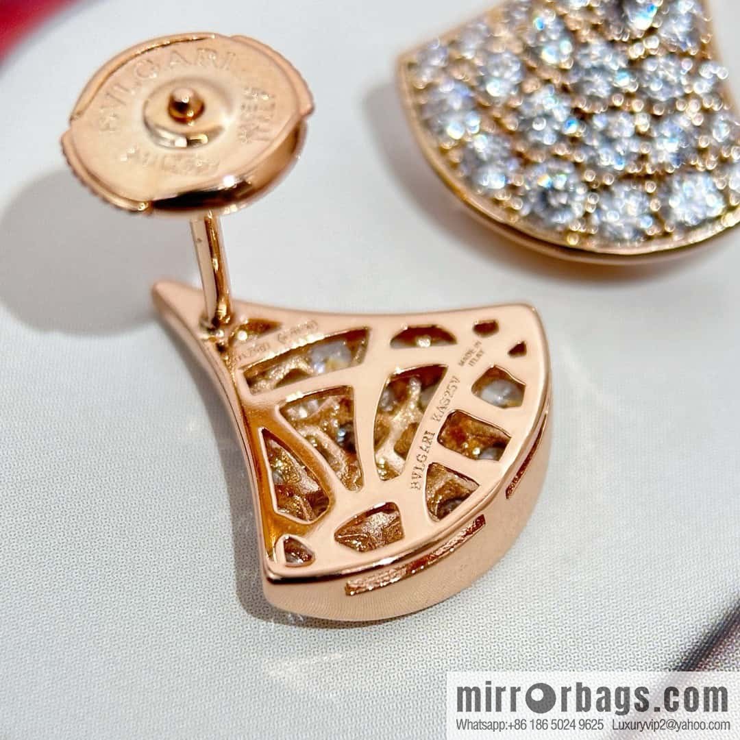 ❗️New ❗️ ☀️ Original ☀ BVLGARI DIVAS'DREAM Full Diamond Fan Stud Earrings ☀️
