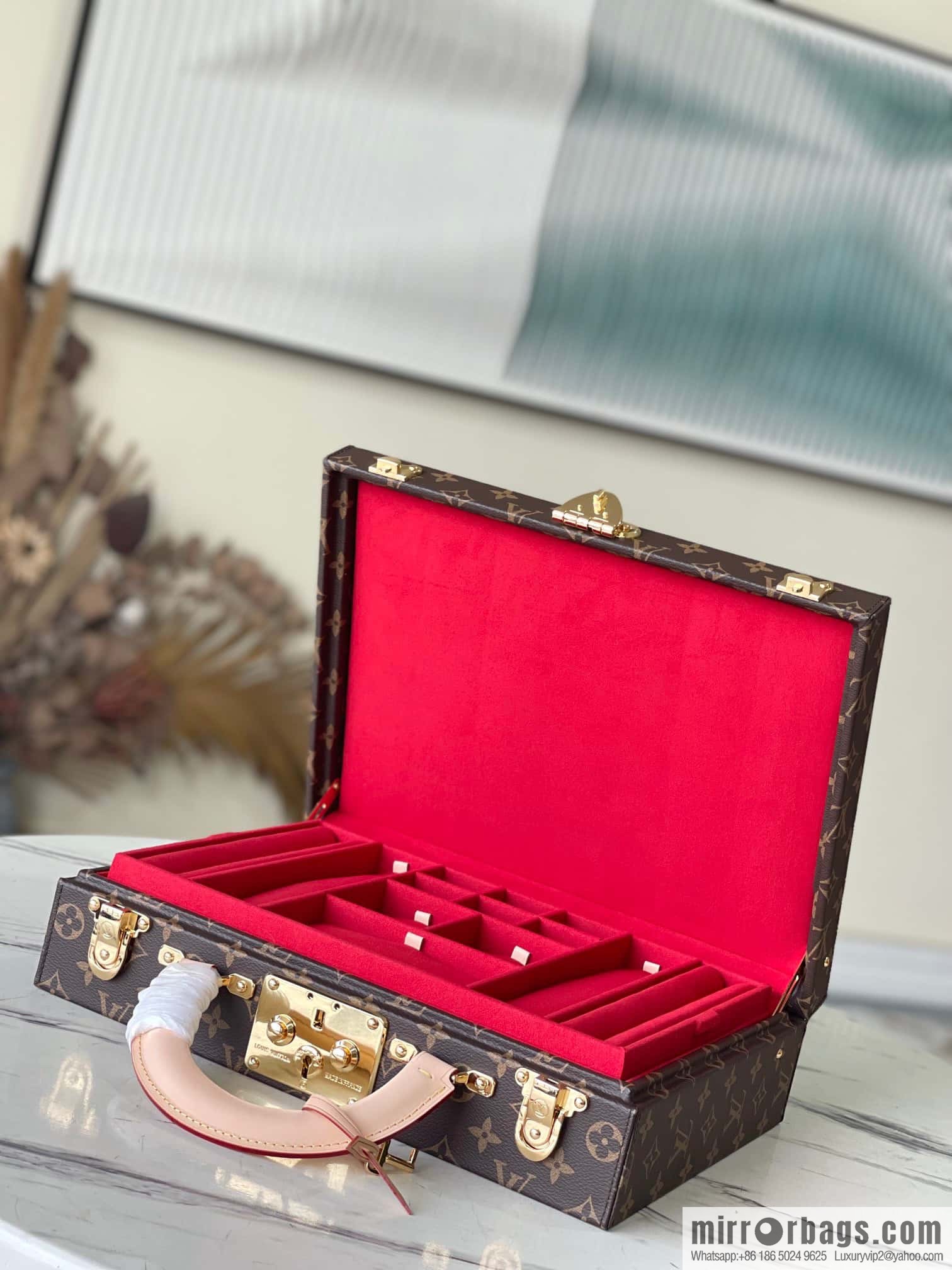 M20076 Red Monogram Jewelry Box