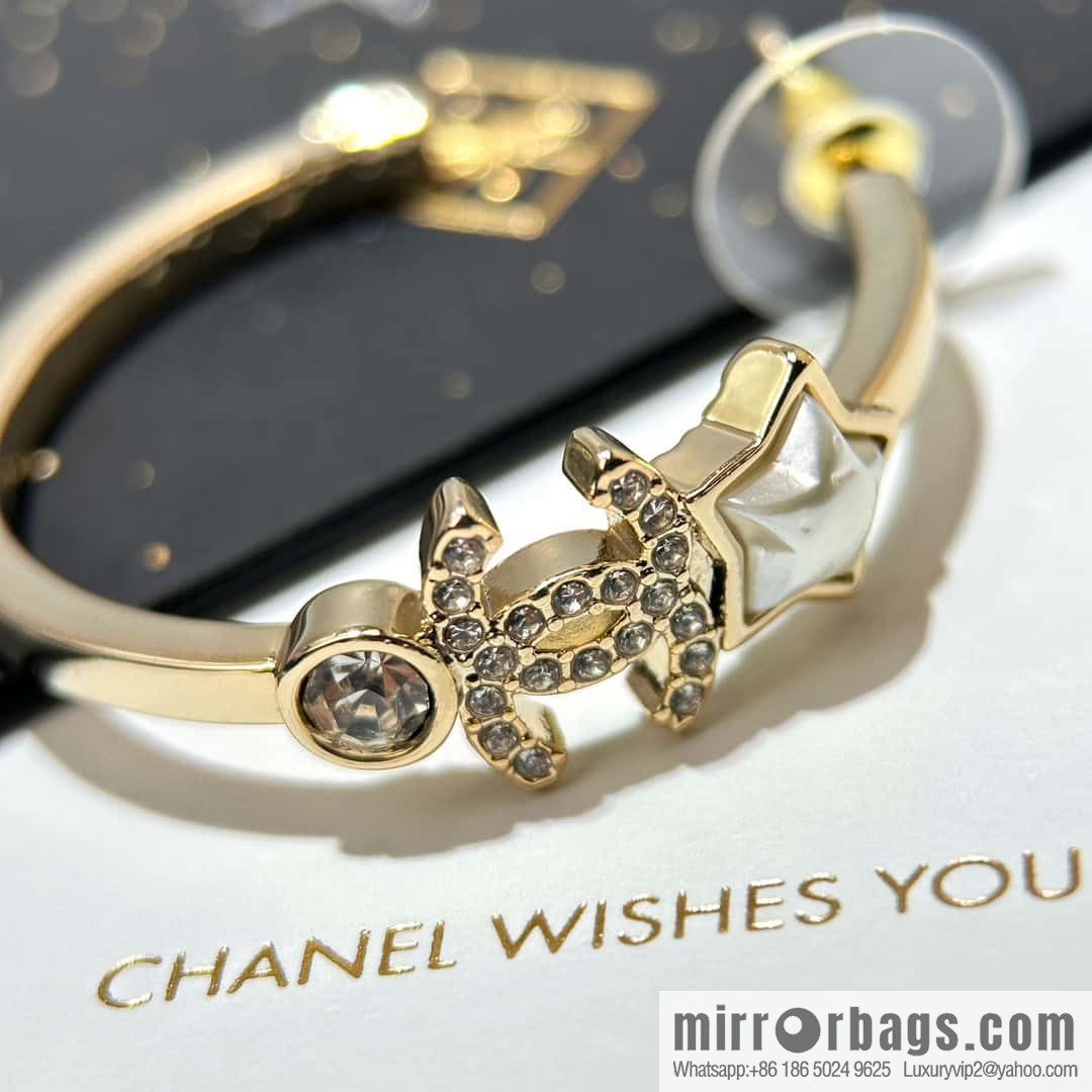 ☀️New ☑️ Chanel C1 Double C Semicircular Pentagram ⭐ Star Stud Earrings ☀️