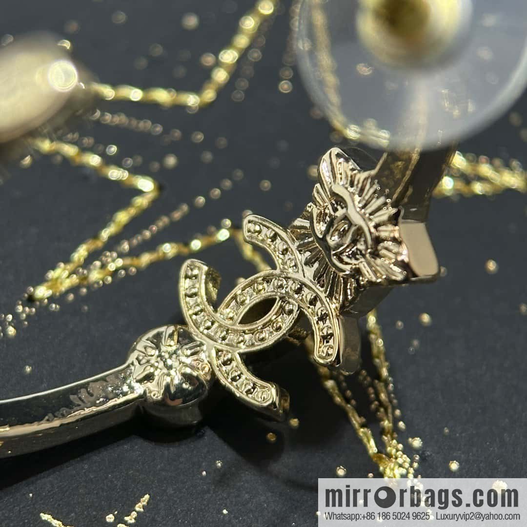 ☀️New ☑️ Chanel C1 Double C Semicircular Pentagram ⭐ Star Stud Earrings ☀️