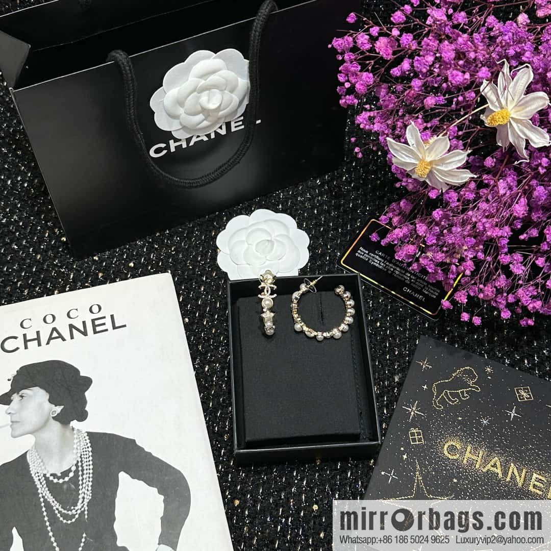 ☀️New ☑️ Chanel C1 Double C Semicircular Pentagram ⭐ Star Stud Earrings