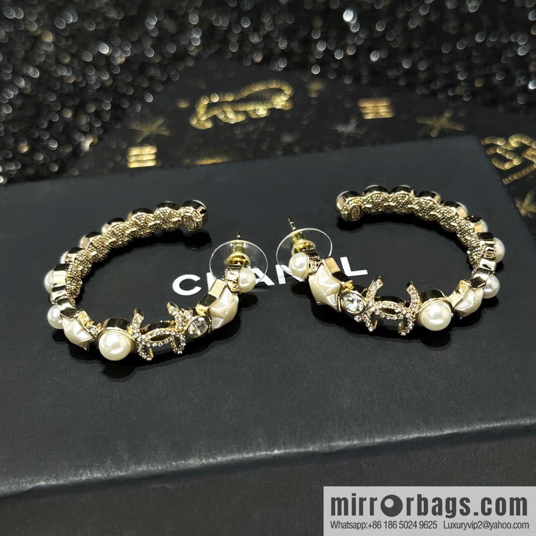 ☀️New ☑️ Chanel C1 Double C Semicircular Pentagram ⭐ Star Stud Earrings
