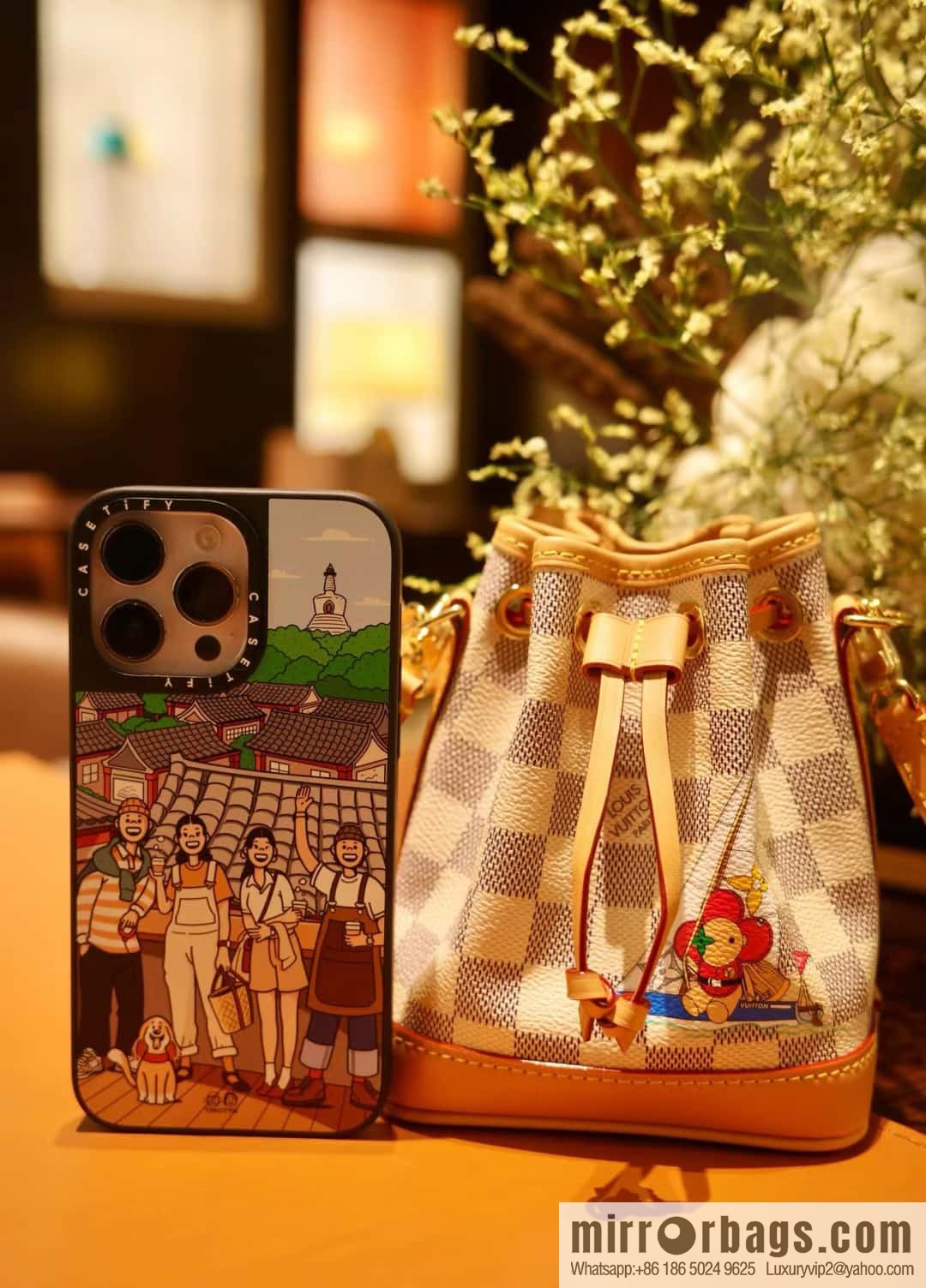 [Original order boutique] N40511 white grid silk screen printing, Christmas tote bag series NANO NOE handbag, this Nano Noé handbag