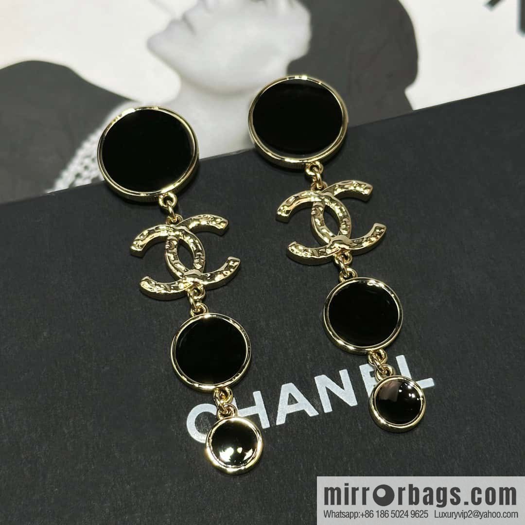 ☀️New ☑️ Chanel C4 double c round oil stud earrings ☀️