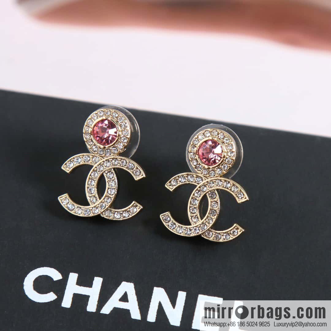 ☀️New ☑️ Chanel C2 double c round diamond stud earrings ☀️