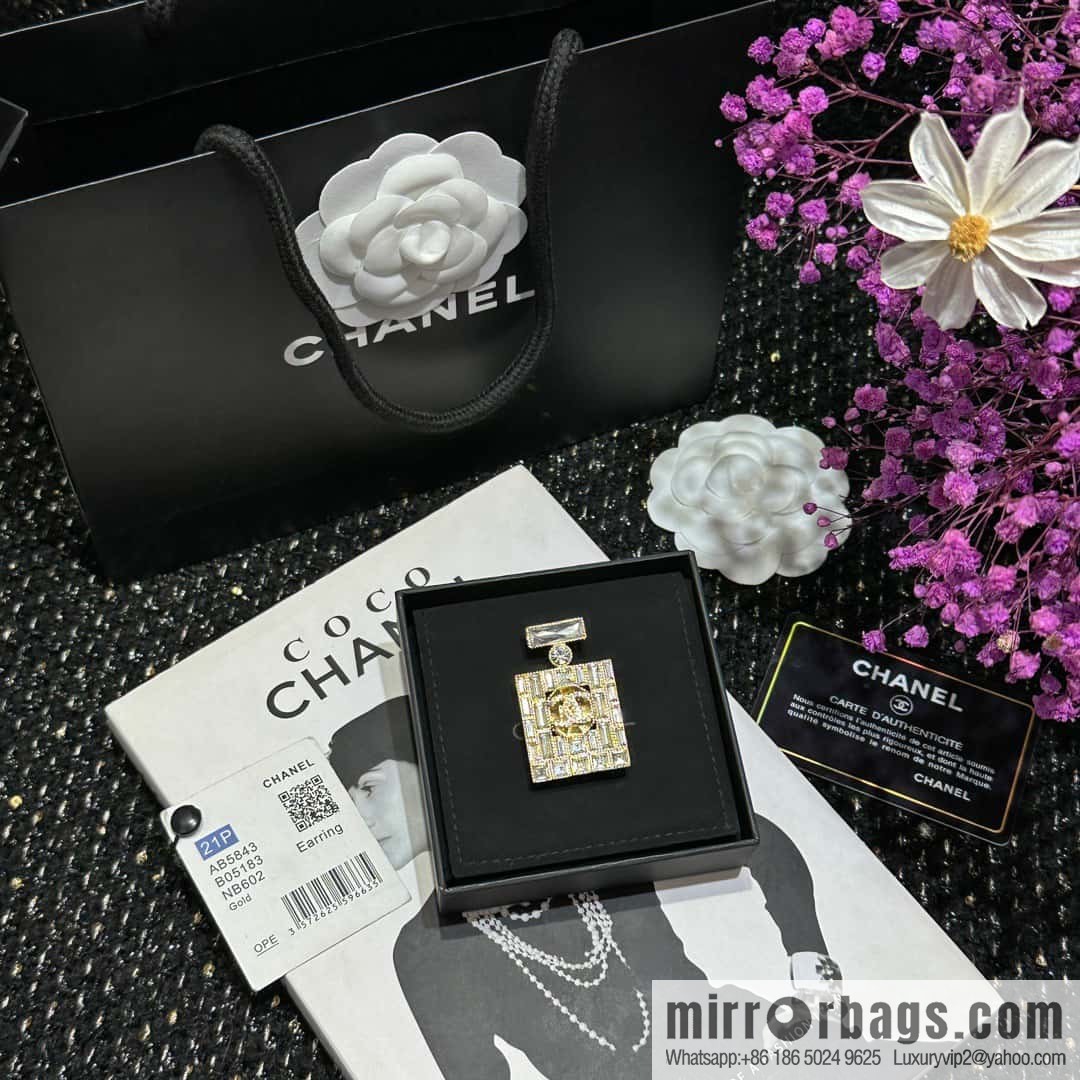 ☀️New ☑️ Chanel double c perfume bottle square diamond brooch
