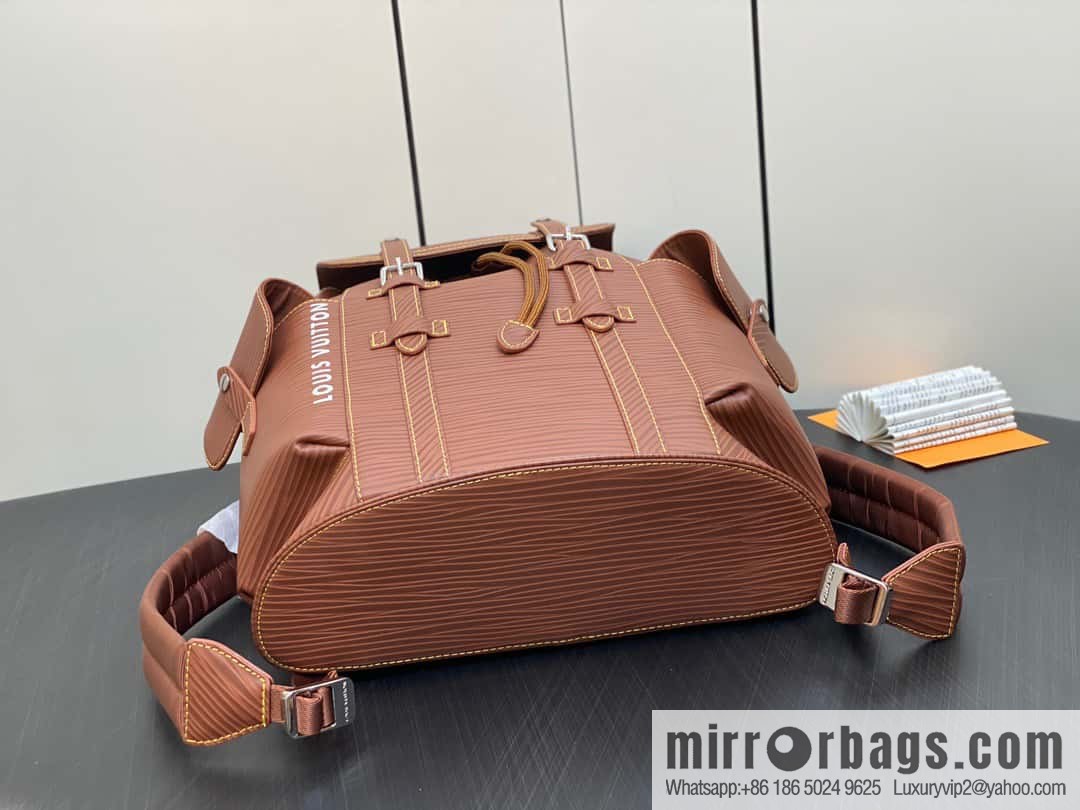 [Original single boutique] M23764 brown letters, full leather epi backpack series Christopher medium backpack M41709