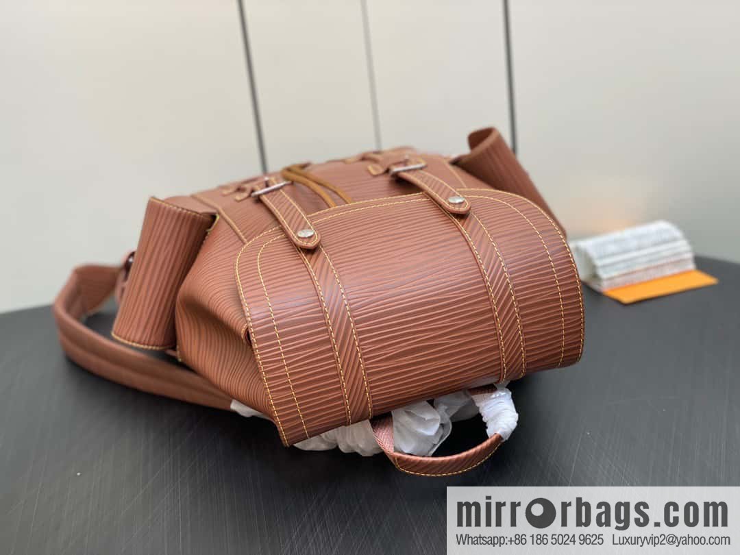 [Original single boutique] M23764 brown letters, full leather epi backpack series Christopher medium backpack M41709