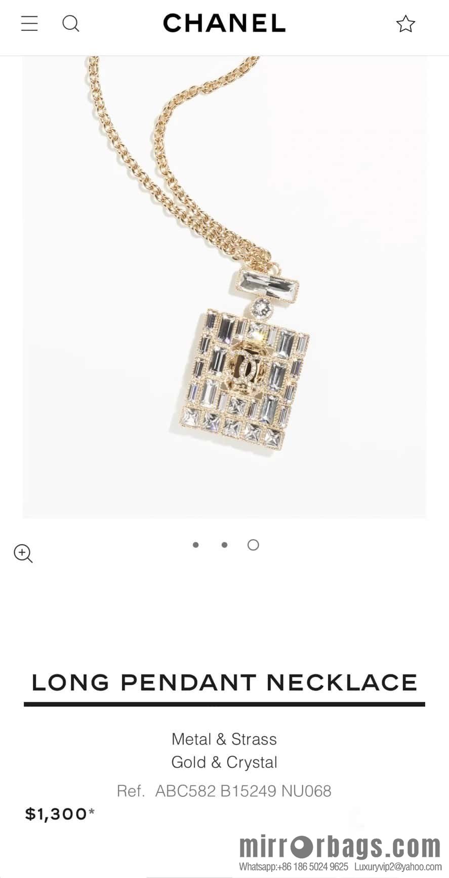 ☀️New ☑️ Chanel double c perfume bottle square diamond long necklace ☀️