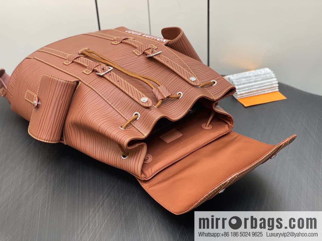 [Original single boutique] M23764 brown letters, full leather epi backpack series Christopher medium backpack M41709