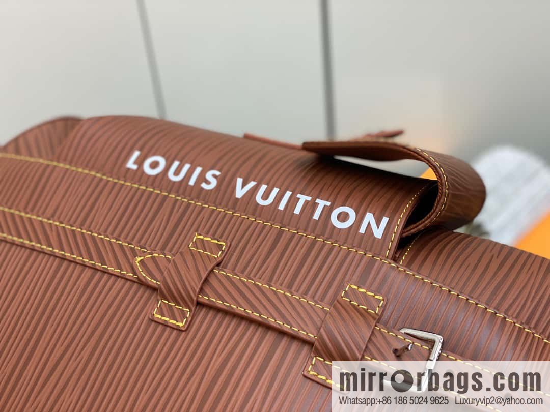 [Original single boutique] M23764 brown letters, full leather epi backpack series Christopher medium backpack M41709