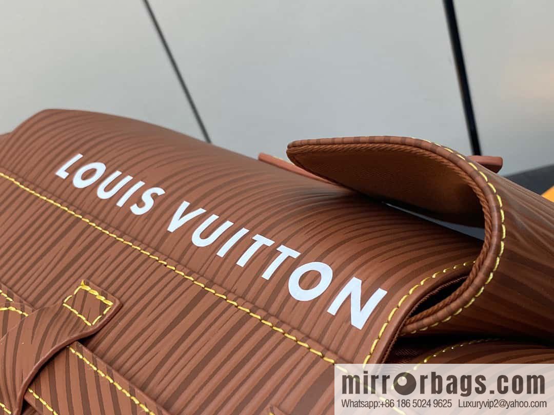 [Original single boutique] M23764 brown letters, full leather epi backpack series Christopher medium backpack M41709