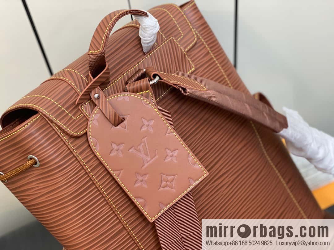 [Original single boutique] M23764 brown letters, full leather epi backpack series Christopher medium backpack M41709