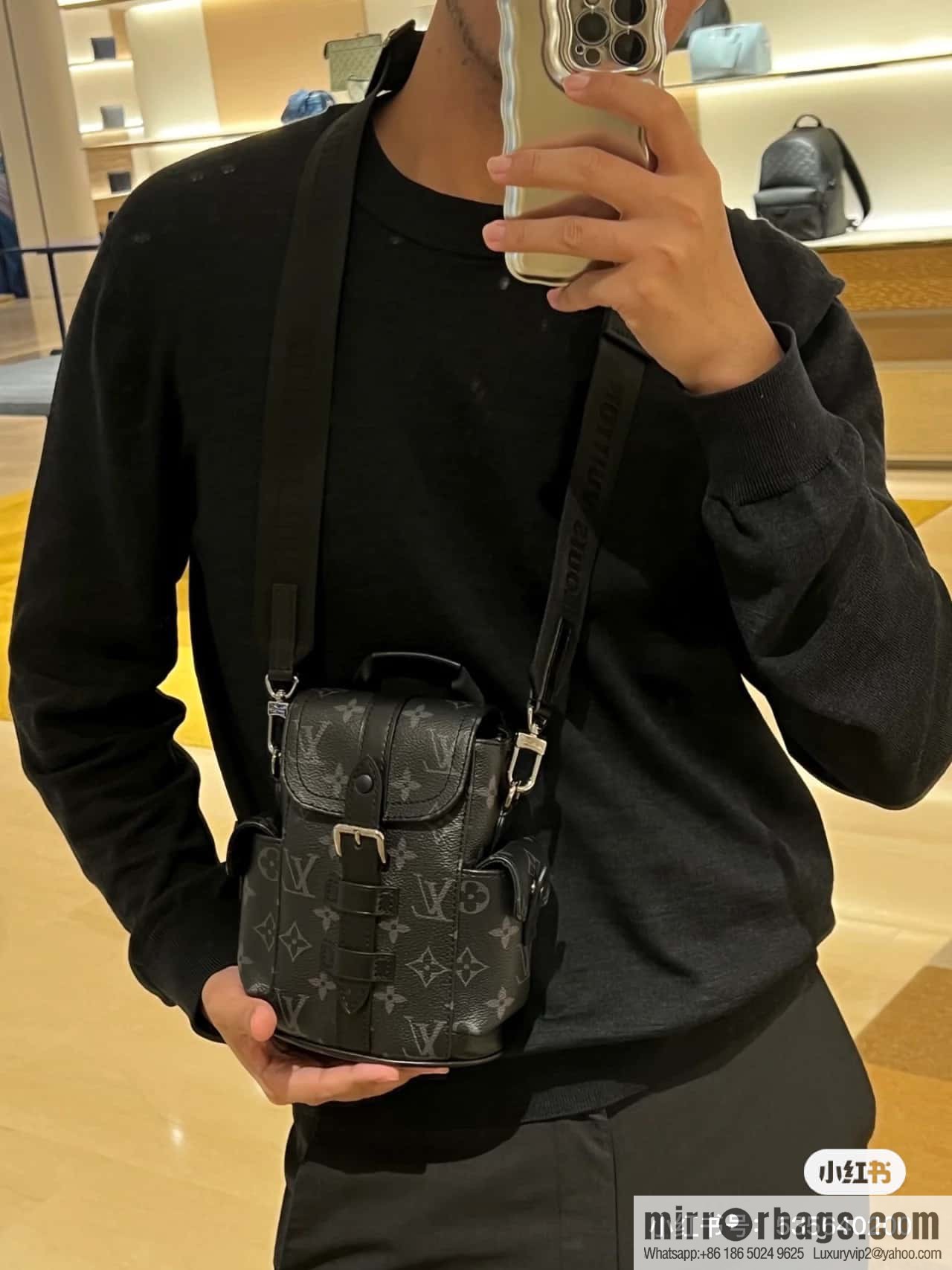 [Original order boutique] M82769 black flower, men's bag mini backpack series, new NANO CHRISTOPHER handbag in autumn and winter