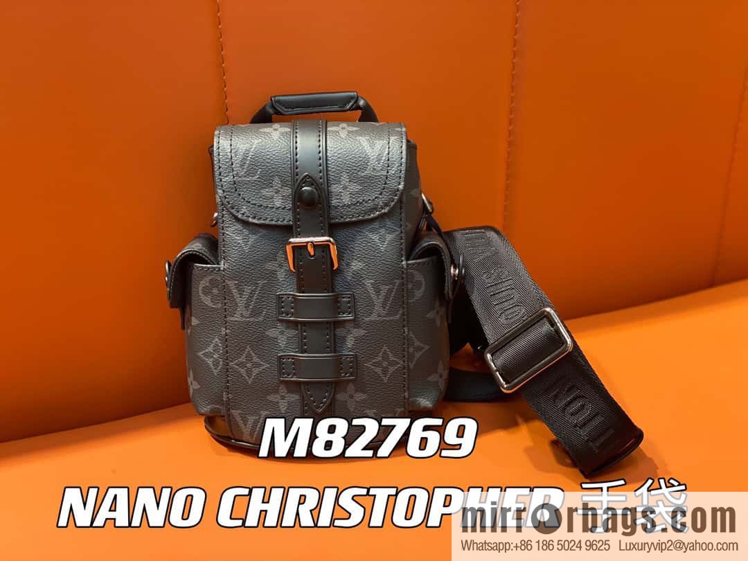 [Original order boutique] M82769 black flower, men's bag mini backpack series, new NANO CHRISTOPHER handbag in autumn and winter