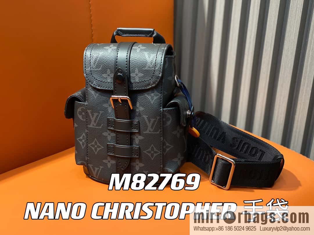 [Original order boutique] M82769 black flower, men's bag mini backpack series, new NANO CHRISTOPHER handbag in autumn and winter