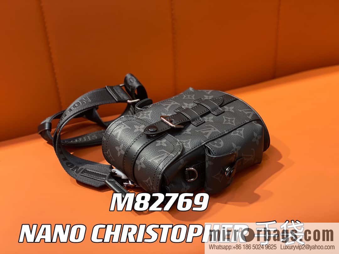 [Original order boutique] M82769 black flower, men's bag mini backpack series, new NANO CHRISTOPHER handbag in autumn and winter