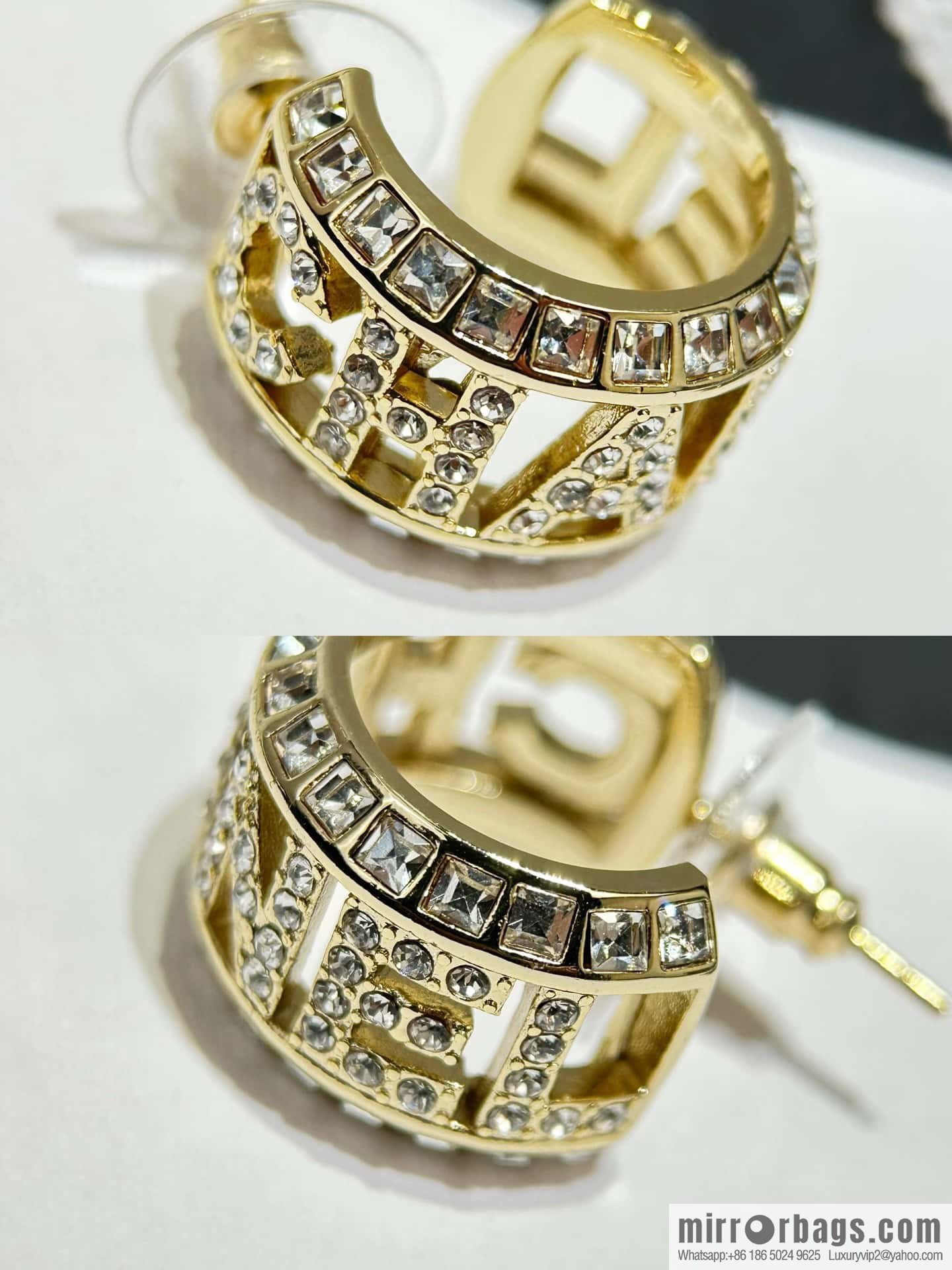 ☀️New ☑️ Chanel C1 semi-round hollow letter stud earrings